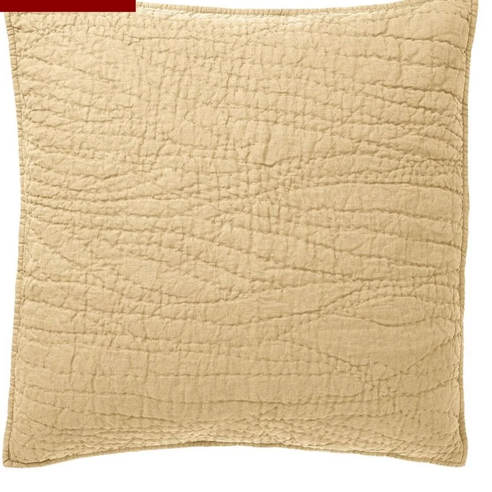 Pottery Barn Belgian Flax Handstitched Quilted Sham King Size 1 Daffodil